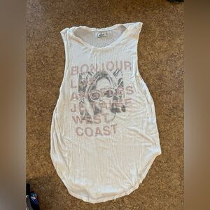 Hollister White Graphic Muscle Tee